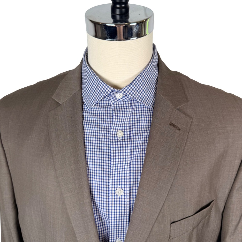 Collection by Michael Strahan 52L Brown Wool Blend Two Button Blazer Sharkskin